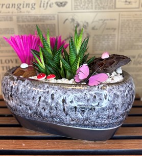 Seramik obje , teraryum , burhaniye çiçekçisi